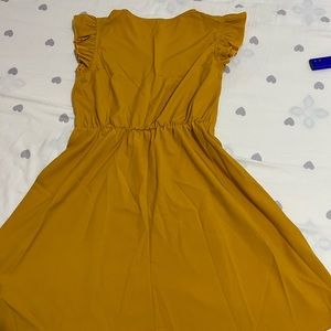 Half Button Ruffle Trim A-line Dress